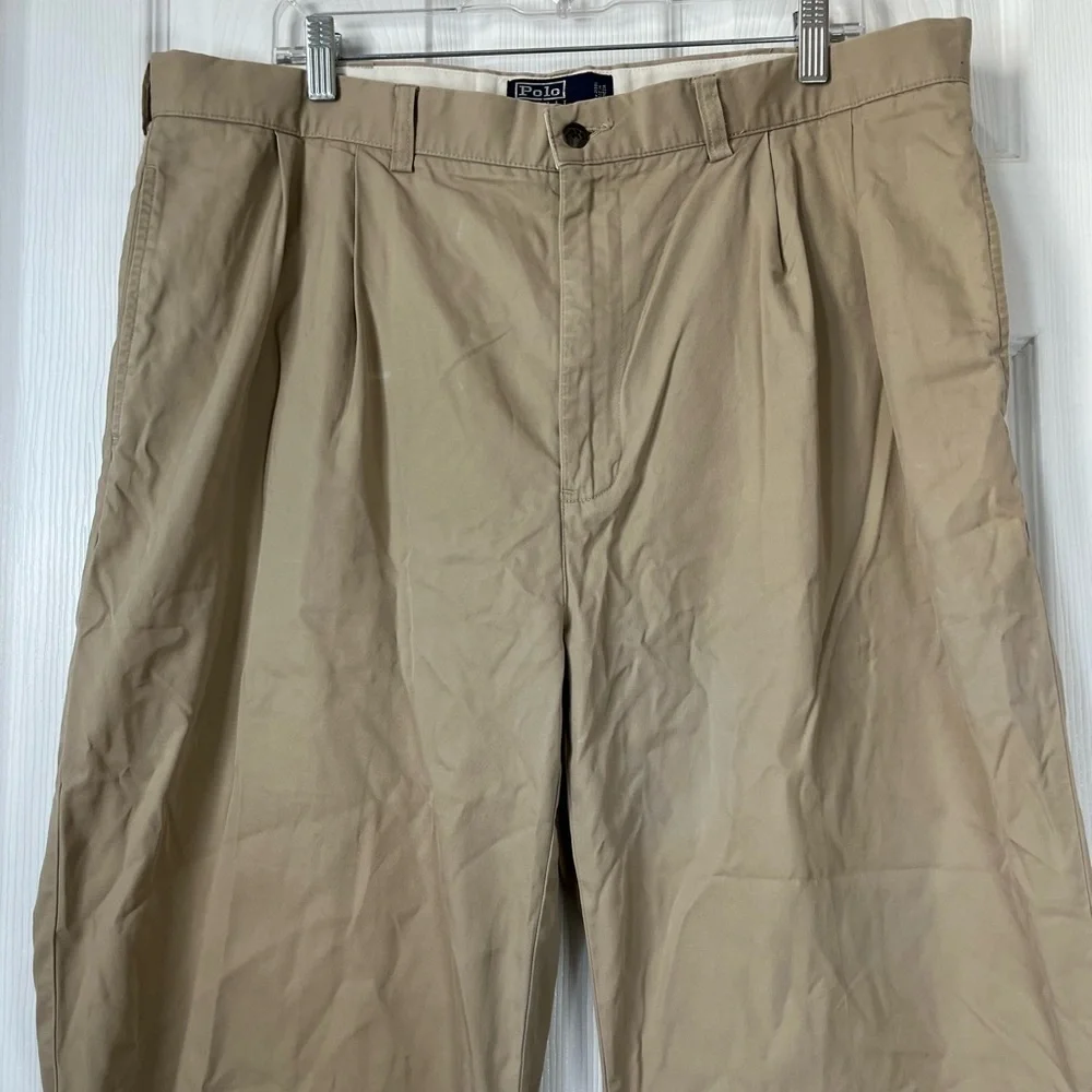 Polo Ralph Lauren Hammond Classic Chino pants khaki pleats cuffs size 38/32